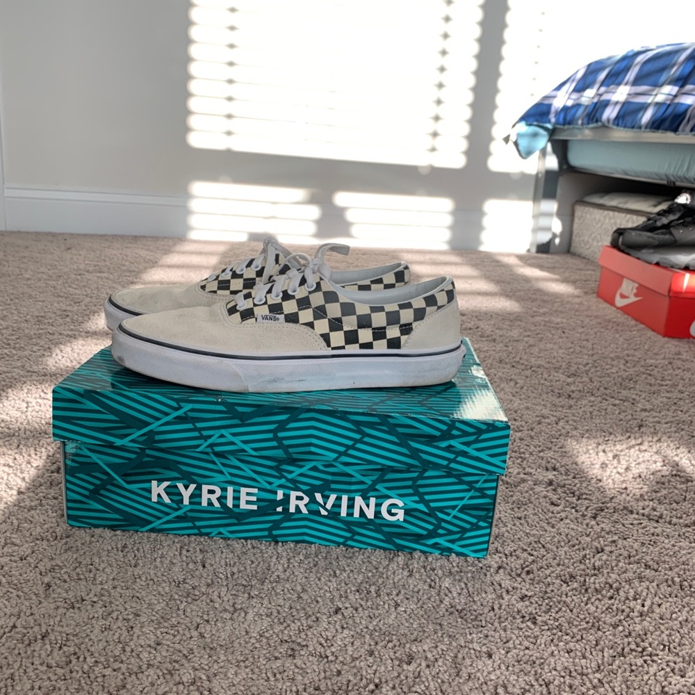Cream and Plaid Vans